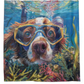 Brittany Spaniel Dog Scuba Diving Underwater Duschvorhang (Vorderseite)