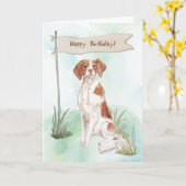 Brittany Spaniel Dog Under Birthday Sign Karte (Gelbe Blume)
