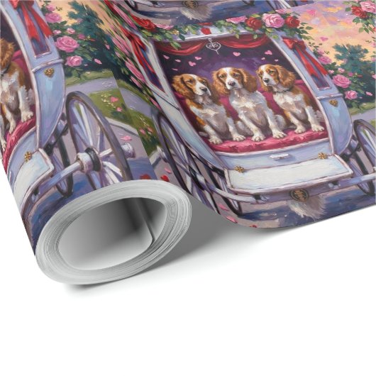 Brittany Spaniel Dog Valentine's Day  Geschenkpapier (Rolleneckpunkt)