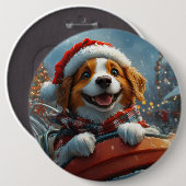 Brittany Spaniel Dog Weihnachten Button (Vorne & Hinten)