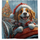 Brittany Spaniel Dog Weihnachten Duschvorhang (Vorderseite)
