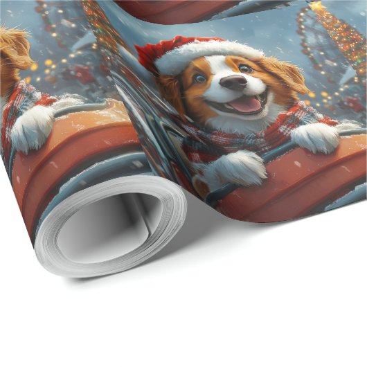 Brittany Spaniel Dog Weihnachten Geschenkpapier (Rolleneckpunkt)