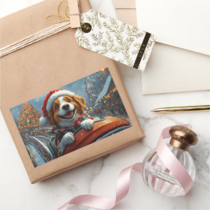 Brittany Spaniel Dog Weihnachten Rechteckiger Aufkleber