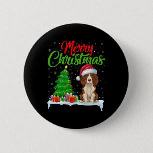 Brittany Spaniel Dog Weihnachtsbaum Lichter Xmas D Button