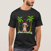 Brittany Spaniel Dog Weihnachtsmannmütze Palm Tree T-Shirt (Vorderseite)