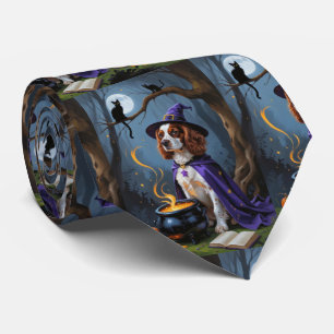 Brittany Spaniel Dog Whimsical Halloween Malerei Krawatte