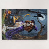 Brittany Spaniel Dog Whimsical Halloween Malerei Puzzle (Horizontal)