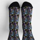 Brittany Spaniel Dog Whimsical Halloween Malerei Socken (Oben)
