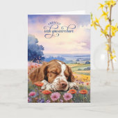 Brittany Spaniel Dog Wildflowers Miss You Karte (Gelbe Blume)
