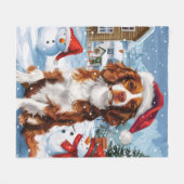 Brittany Spaniel Dog Winter Wonderland Weihnachten Fleecedecke (Vorderseite (Horizontal))