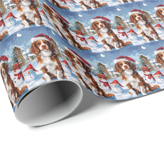 Brittany Spaniel Dog Winter Wonderland Weihnachten Geschenkpapier (Rolleneckpunkt)