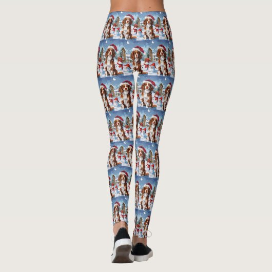 Brittany Spaniel Dog Winter Wonderland Weihnachten Leggings (Rückseite)