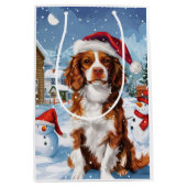 Brittany Spaniel Dog Winter Wonderland Weihnachten Mittlere Geschenktüte (Vorderseite)