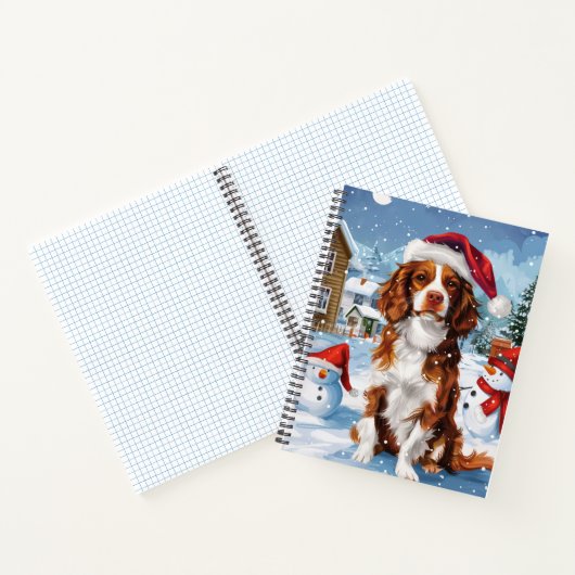 Brittany Spaniel Dog Winter Wonderland Weihnachten Notizblock (Innenseite)