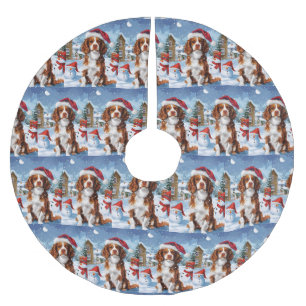 Brittany Spaniel Dog Winter Wonderland Weihnachten Polyester Weihnachtsbaumdecke
