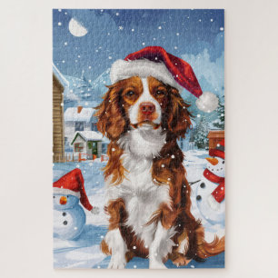Brittany Spaniel Dog Winter Wonderland Weihnachten Puzzle