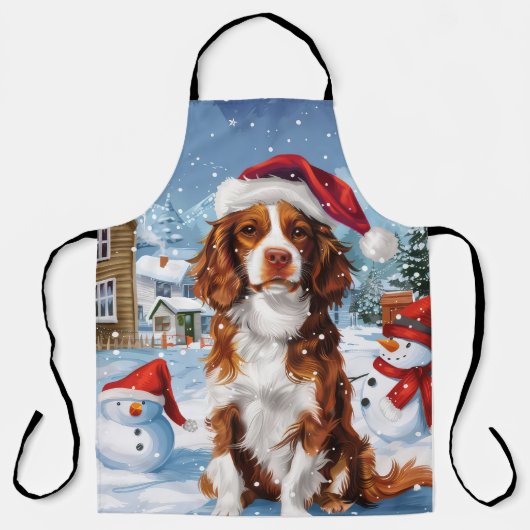 Brittany Spaniel Dog Winter Wonderland Weihnachten Schürze (Vorderseite)