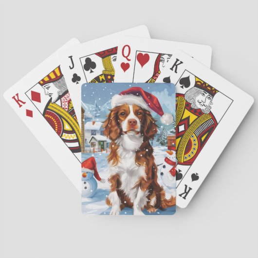 Brittany Spaniel Dog Winter Wonderland Weihnachten Spielkarten (Rückseite)