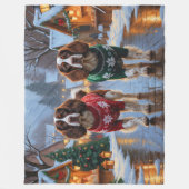 Brittany Spaniel Dogs Christmas Snow Holiday Fleecedecke (Vorderseite)