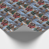 Brittany Spaniel Dogs Christmas Snow Holiday Geschenkpapier (Ecke)