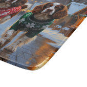 Brittany Spaniel Dogs Christmas Snow Holiday Schneidebrett (Ecke)