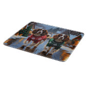 Brittany Spaniel Dogs Christmas Snow Holiday Schneidebrett (Ecke)