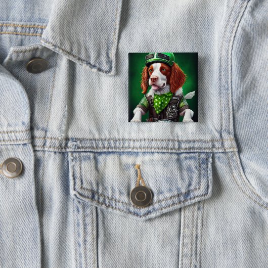 Brittany Spaniel Fahrrad St. Patrick's Day Button (Beispiel)