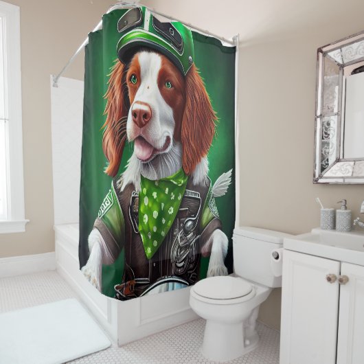 Brittany Spaniel Fahrrad St. Patrick's Day Duschvorhang (Beispiel)
