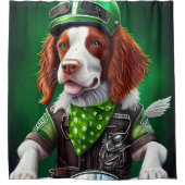 Brittany Spaniel Fahrrad St. Patrick's Day Duschvorhang (Vorderseite)