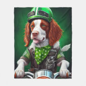 Brittany Spaniel Fahrrad St. Patrick's Day Fleecedecke (Vorderseite)