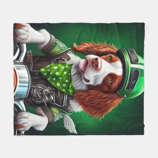 Brittany Spaniel Fahrrad St. Patrick's Day Fleecedecke (Vorderseite (Horizontal))