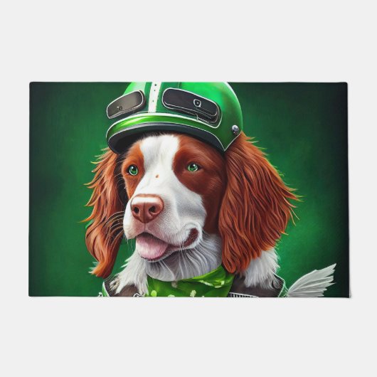 Brittany Spaniel Fahrrad St. Patrick's Day Fußmatte (Vorderseite)