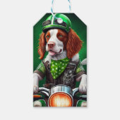 Brittany Spaniel Fahrrad St. Patrick's Day Geschenkanhänger (Vorderseite)