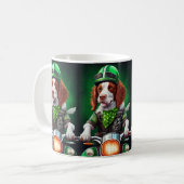 Brittany Spaniel Fahrrad St. Patrick's Day Kaffeetasse (Vorderseite Links)
