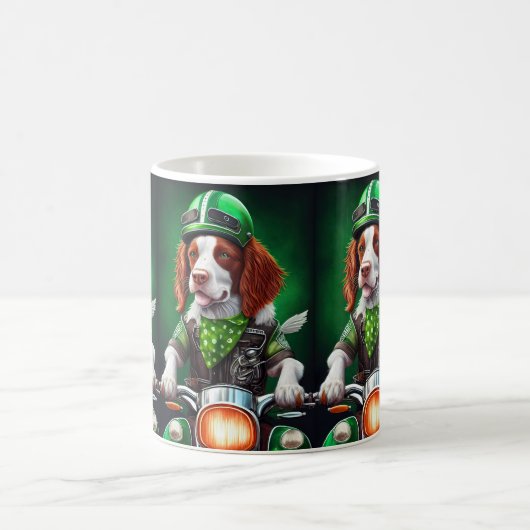Brittany Spaniel Fahrrad St. Patrick's Day Kaffeetasse (Mittel)