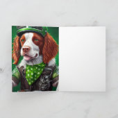 Brittany Spaniel Fahrrad St. Patrick's Day Karte (Innenseite)