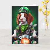 Brittany Spaniel Fahrrad St. Patrick's Day Karte (Gelbe Blume)