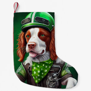 Brittany Spaniel Fahrrad St. Patrick's Day Kleiner Weihnachtsstrumpf
