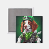 Brittany Spaniel Fahrrad St. Patrick's Day Magnet (Vorderseite/Rückseite)