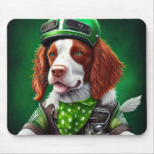 Brittany Spaniel Fahrrad St. Patrick's Day Mousepad (Vorne)