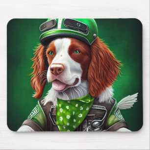 Brittany Spaniel Fahrrad St. Patrick's Day Mousepad