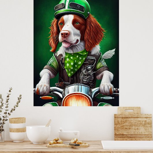 Brittany Spaniel Fahrrad St. Patrick's Day Poster (Küche)