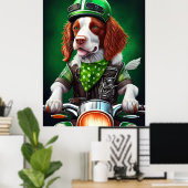 Brittany Spaniel Fahrrad St. Patrick's Day Poster (Heimbüro)