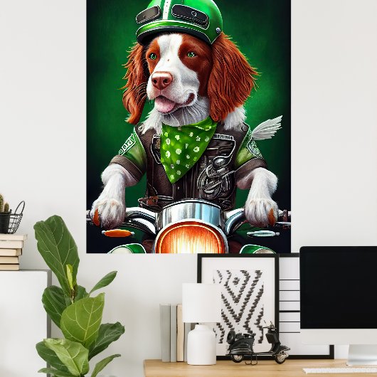 Brittany Spaniel Fahrrad St. Patrick's Day Poster (Heimbüro)