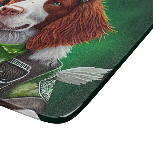 Brittany Spaniel Fahrrad St. Patrick's Day Schneidebrett (Ecke)