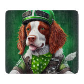 Brittany Spaniel Fahrrad St. Patrick's Day Schneidebrett (Vorderseite)