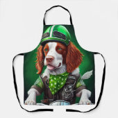 Brittany Spaniel Fahrrad St. Patrick's Day Schürze (Vorderseite)