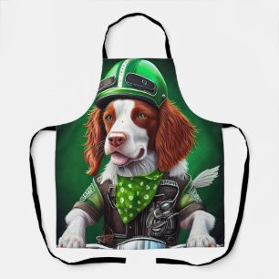 Brittany Spaniel Fahrrad St. Patrick's Day Schürze