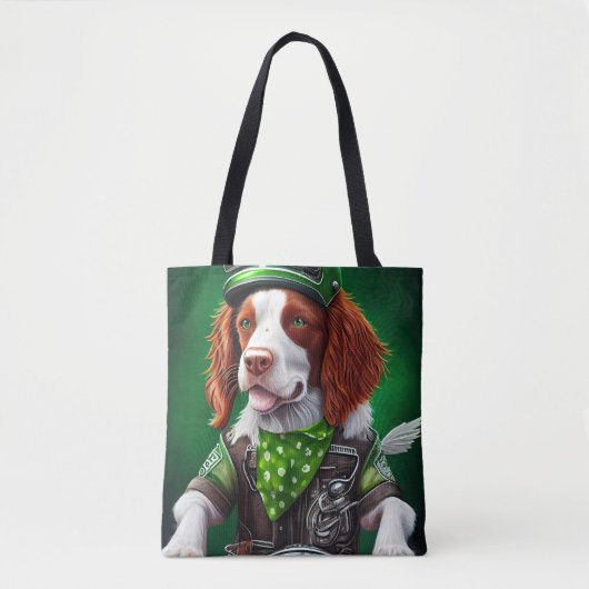 Brittany Spaniel Fahrrad St. Patrick's Day Tasche (Vorderseite)