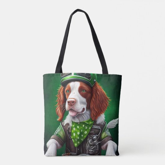 Brittany Spaniel Fahrrad St. Patrick's Day Tasche (Rückseite)
